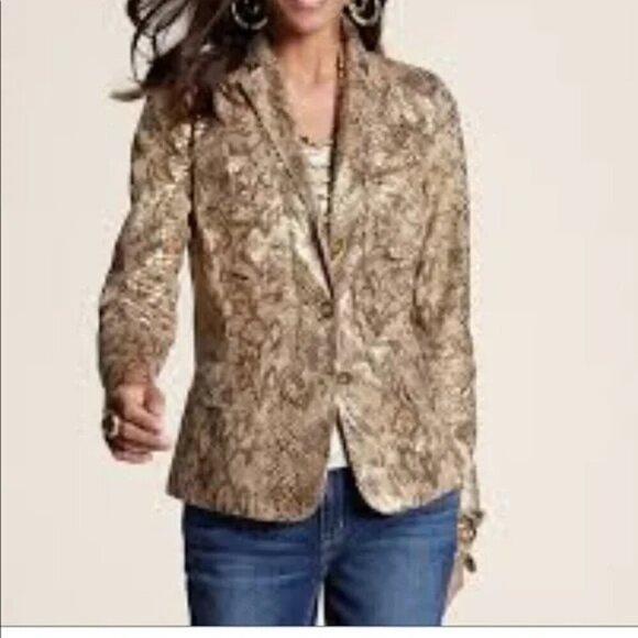 NWT Chico's Layla snake print gold blazer - Picture 1 of 11